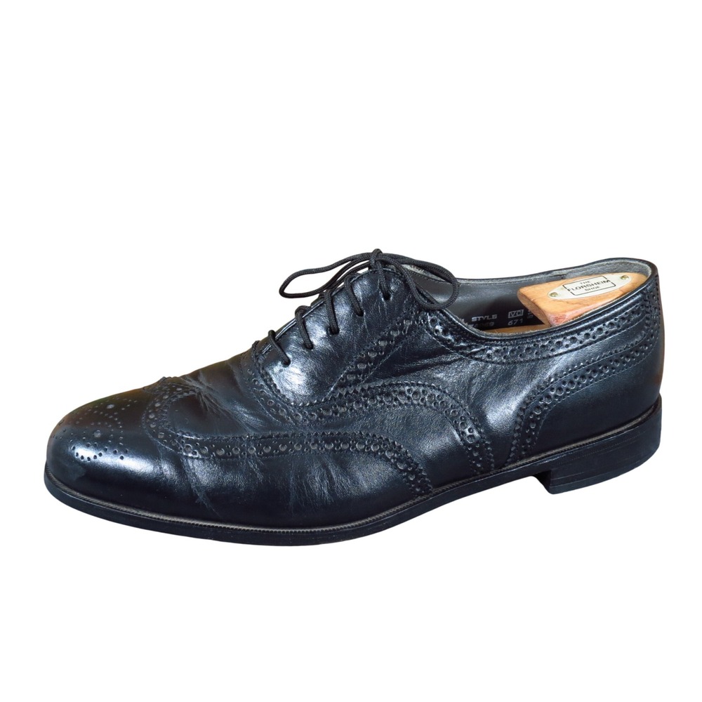 Oakton 74069 Mens Wingtip Oxford Dress Shoes Size 10.5 D Formal Business Black
